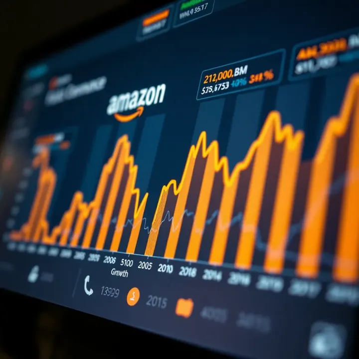 Amazon Financial Performance and Growth Analysis Financial chart illustrating Amazon's quarterly revenue and growth metrics