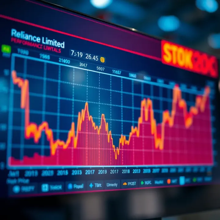 Graph showing Reliance Industries Limited stock performance trends and market position