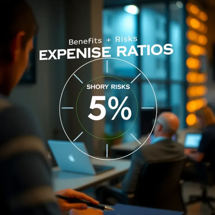 Diagram illustrating benefits and risks associated with expense ratios in financial decisions