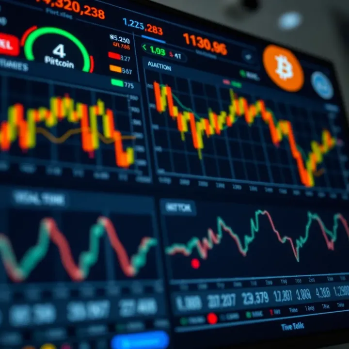 Dashboard displaying various Bitcoin market indicators and analytical tools for forecasting