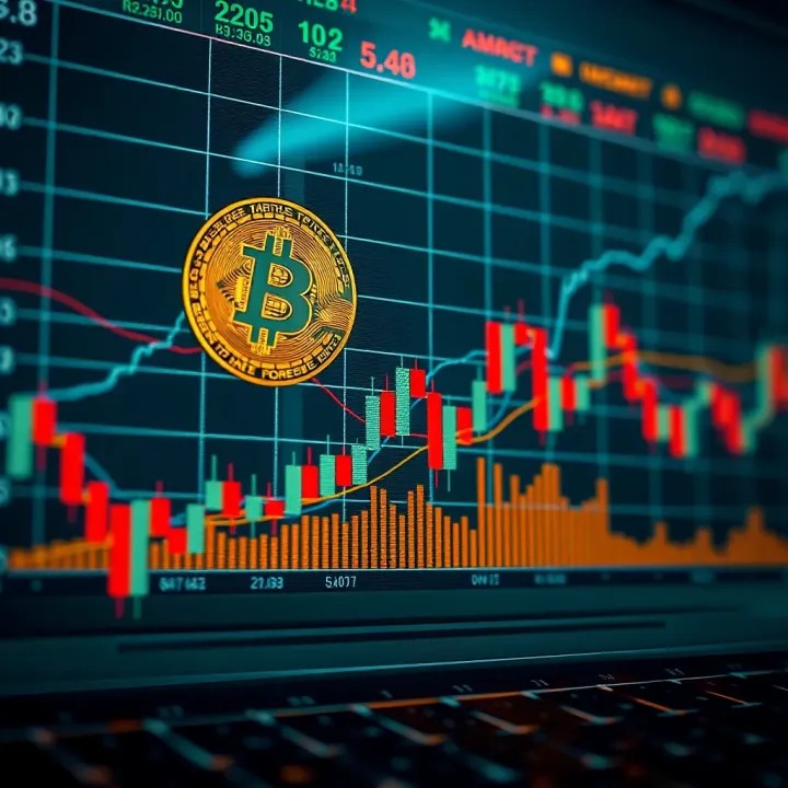 Graph showing recent Bitcoin price movements with trend lines and market indicators