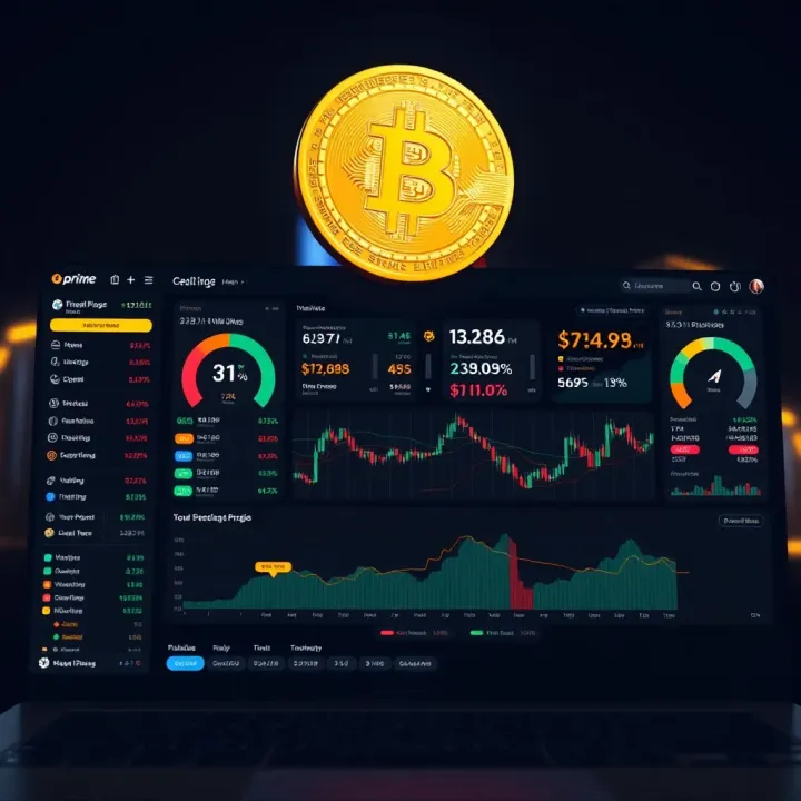 Dashboard view showcasing Bitcoin Prime's real-time cryptocurrency trading interface with various market charts