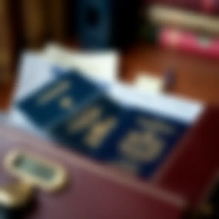 Document folder with passports and official papers representing citizenship application