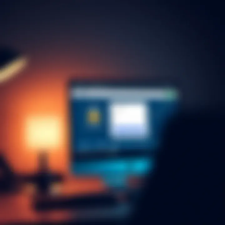 Desktop computer showing IQ Option platform with registration form and security features