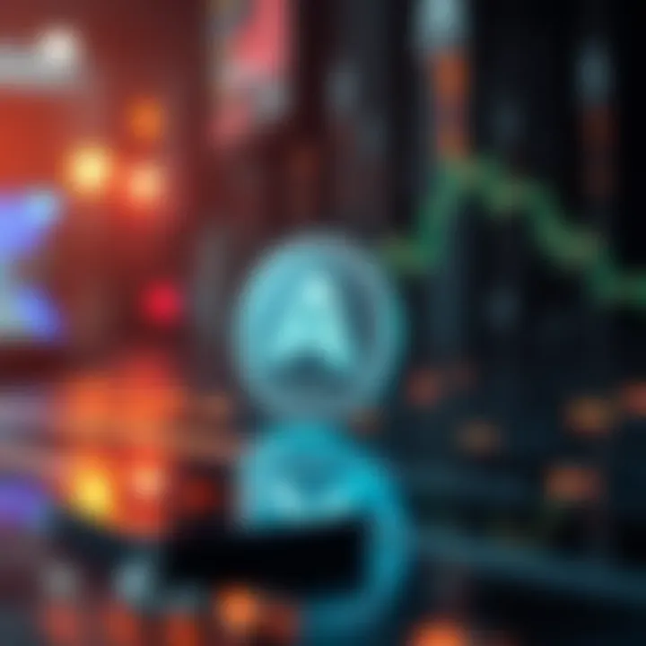Blockchain Technology Influencing ApeNFT Price Dynamics Illustration of digital blockchain technology impacting ApeNFT token valuation