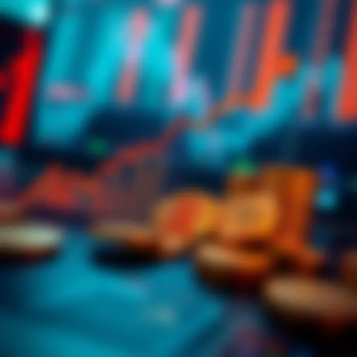 Graph showing upward trends in forex trading with currency symbols