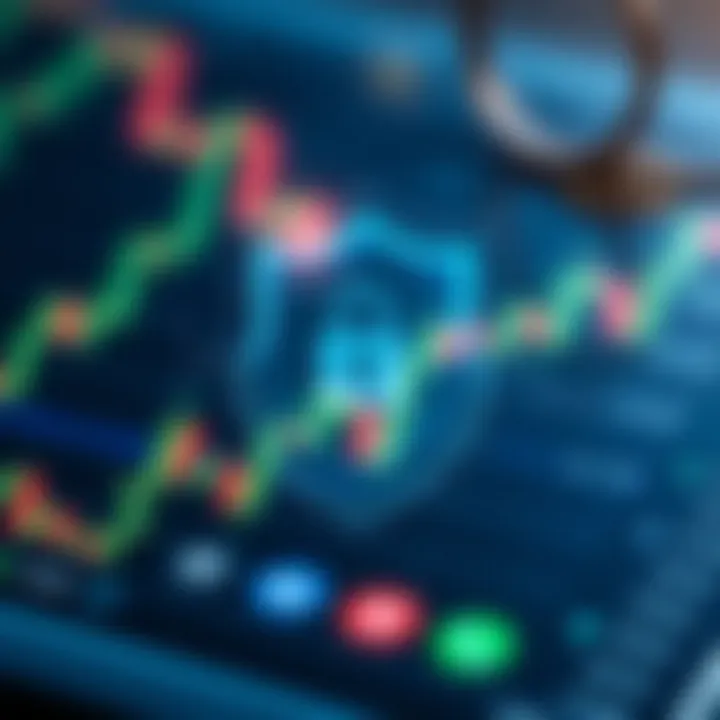 Illustration of a secure digital shield symbol overlaid on a forex trading app representing regulatory compliance and safety