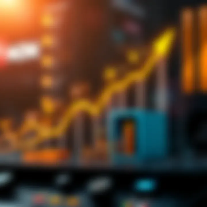 Conceptual graph showing upward trend with futuristic financial symbols representing growth potential of a major Indian conglomerate