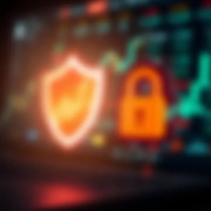 Secure account protection concept with shield and lock icons symbolizing online trading security
