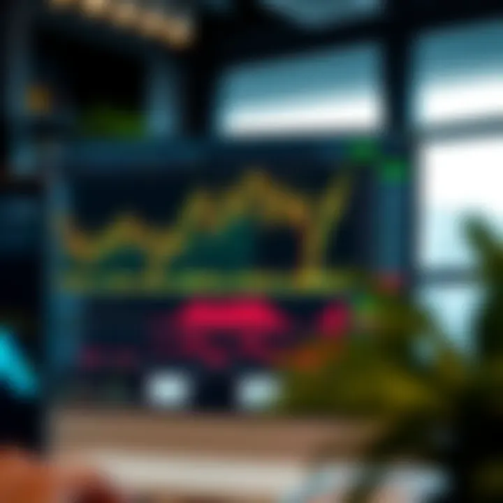 Trading platform dashboard showing market charts and analysis tools