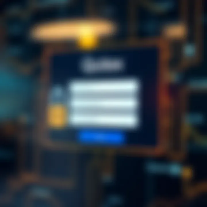 Secure login portal interface with username and password fields