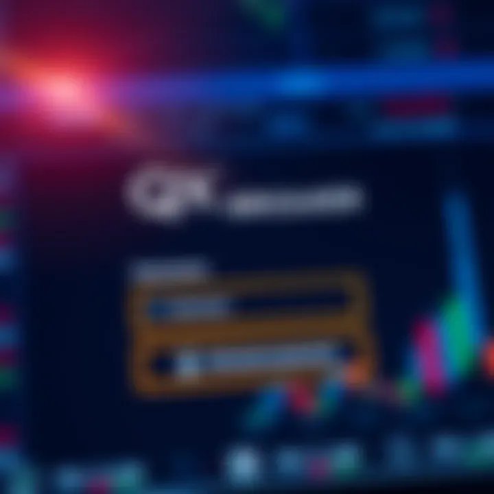 Secure login interface of QX Broker platform with username and password fields