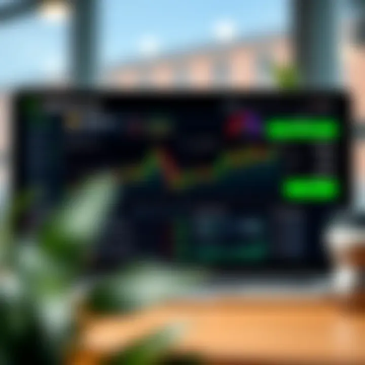 Dashboard showing trading account overview with charts and user options