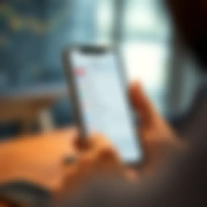 Mobile phone screen displaying account management features and customer support options in QXBroker app