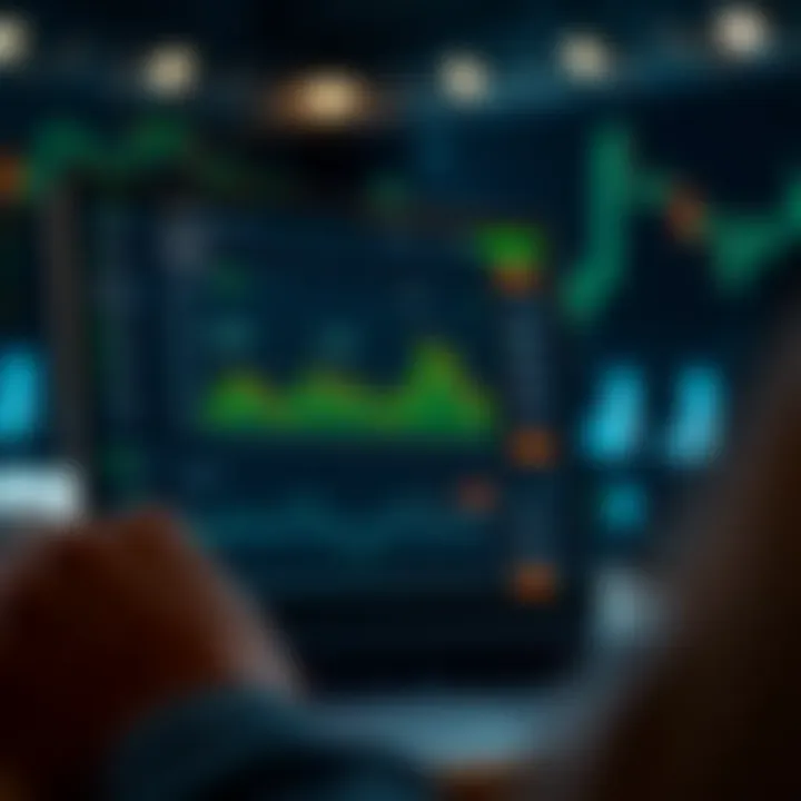 User interface of QXBroker app showing trading dashboard with charts and market data