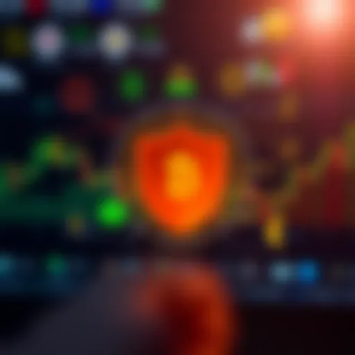 Illustration of strategic icons including charts, currency symbols, and regulatory shield representing trading strategies and compliance