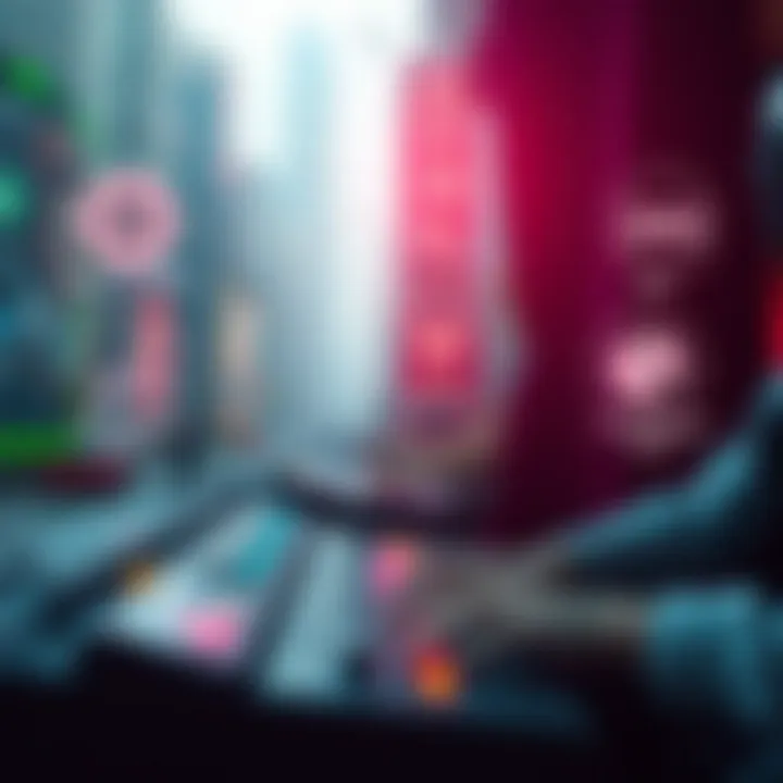 Visual depiction of NFT applications in digital art and gaming with regulatory and environmental icons