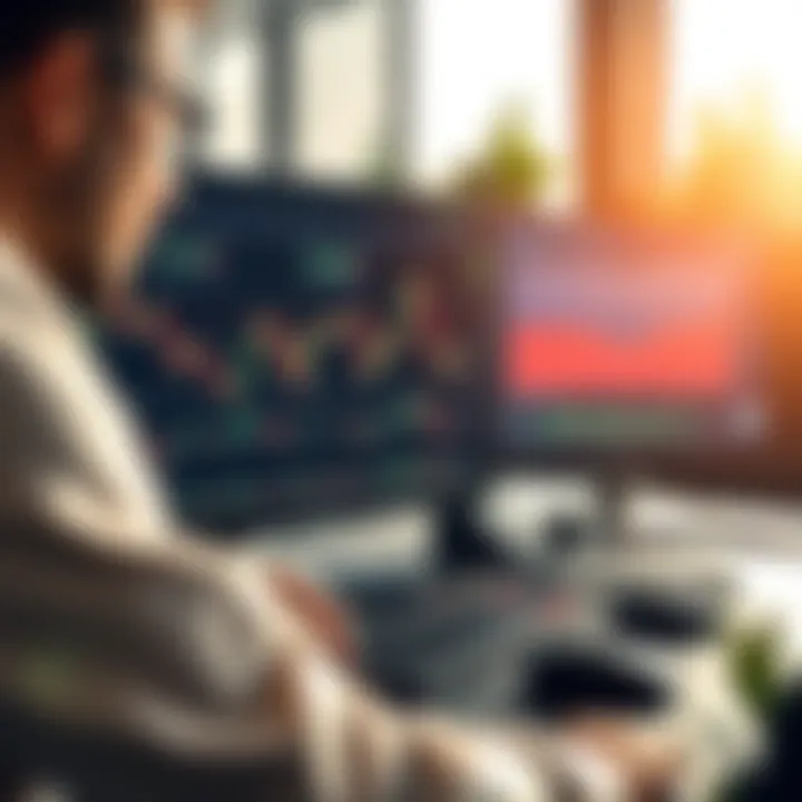 Illustration of a trader analyzing charts and performance metrics on a computer screen before moving to live trading