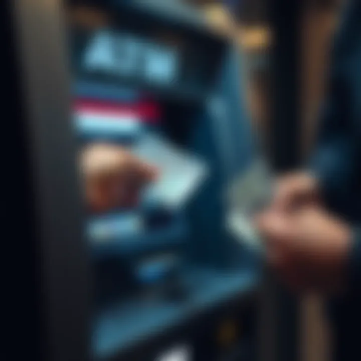 User withdrawing cash from an ATM with secure authentication