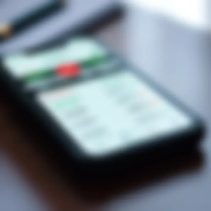 Mobile phone displaying foreign exchange rates and currency conversion options