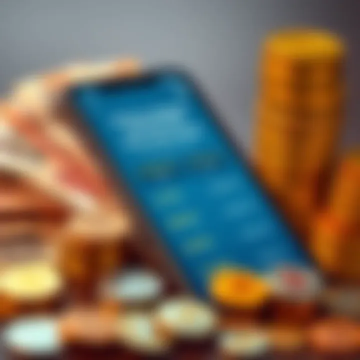 Overview of Minimum Withdrawal Limits on Indian Financial Platforms Graphic showing various currency notes and coins alongside a digital wallet on a mobile device representing withdrawal limits on financial platforms in India