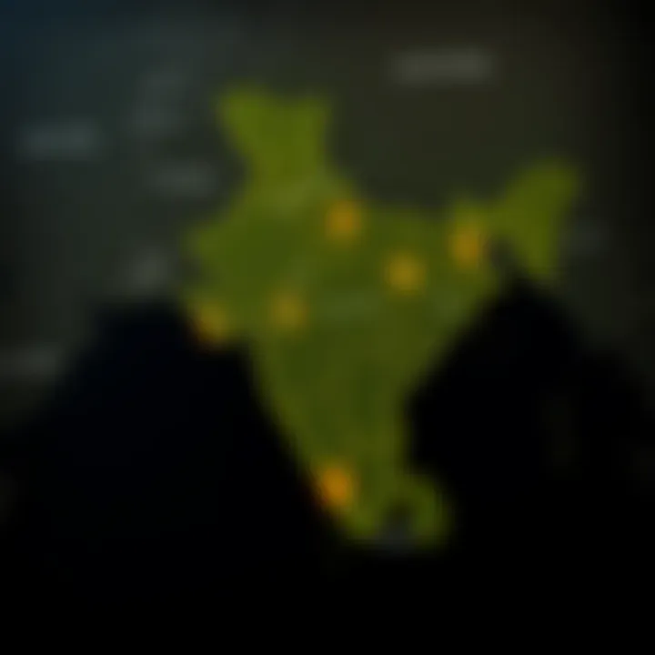 Map of India highlighting major cities with digital trading icons representing Olymp Trade platform access
