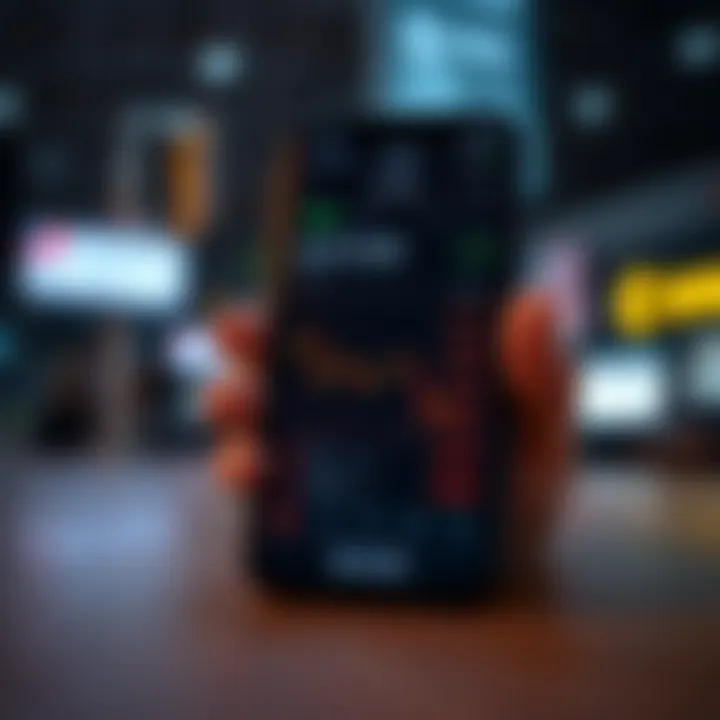 Mobile phone displaying a secure forex trading application interface with currency exchange rates