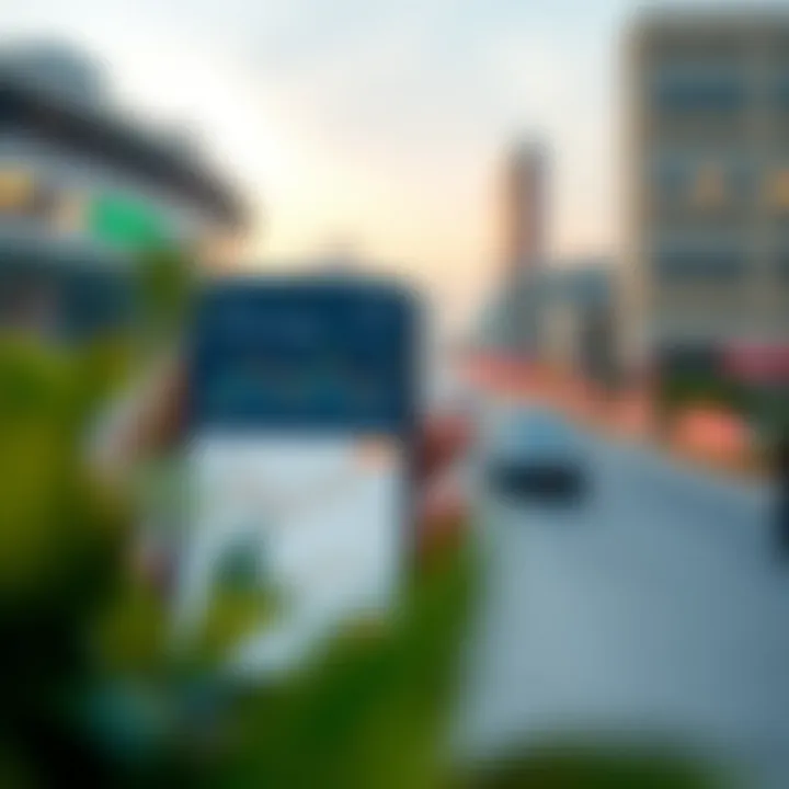 Mobile phone displaying a trading app interface with graphs and market data