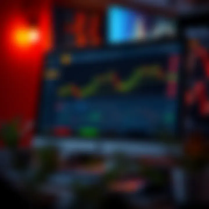 Computer screen displaying Quotex trading platform interface with charts and trading options