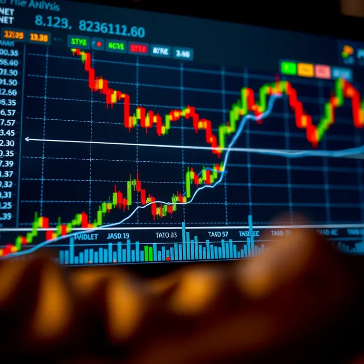 Bitcoin Price Analysis with Key Technical Indicators Graph showing Bitcoin price fluctuations with technical indicators overlay