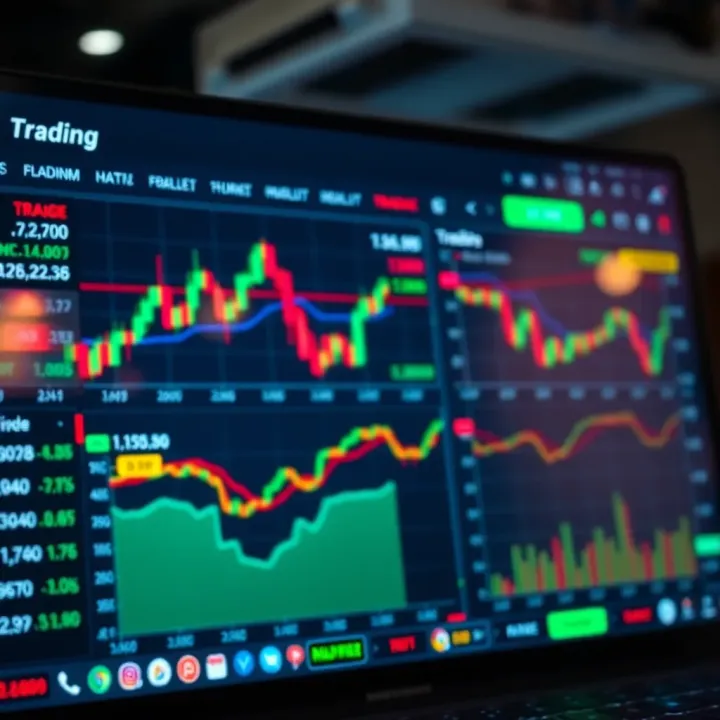 Dashboard of a trading website showing market charts and investment options
