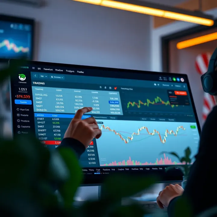 Dashboard of QXBroker.com showing trading options and account overview