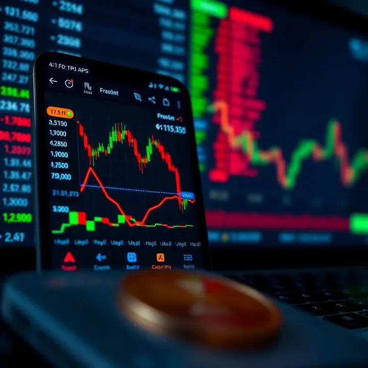 User interface of a forex trading app displaying various currency pairs and real-time charts