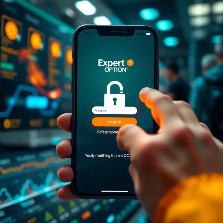 Secure login screen showcasing encryption and safety measures on Expert Option platform