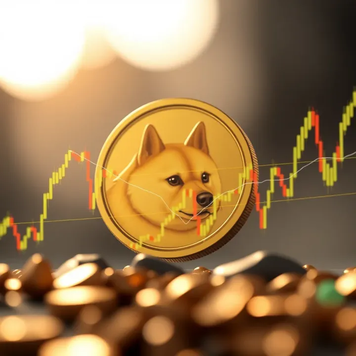 Graph showing Dogecoin price fluctuations with key support and resistance levels