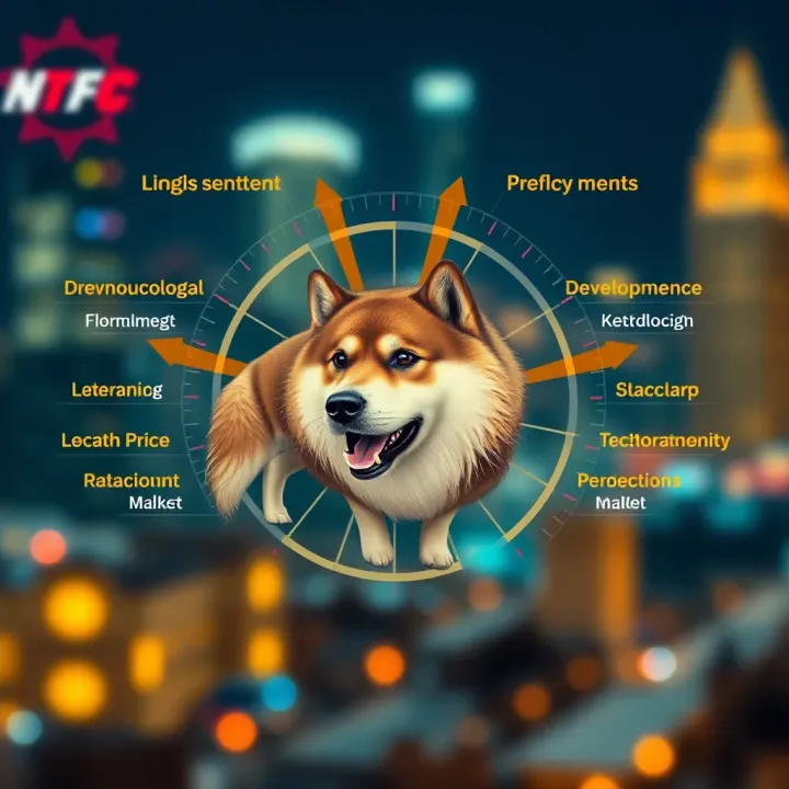 Illustration of factors influencing Dogecoin valuation including market sentiment and technological developments
