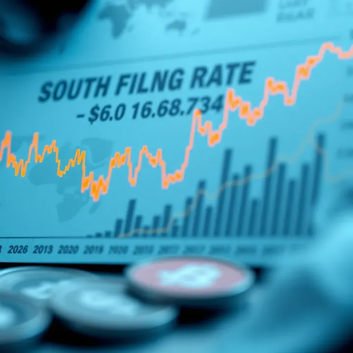 Graph showing fluctuations in the US Dollar to South African Rand exchange rate over time