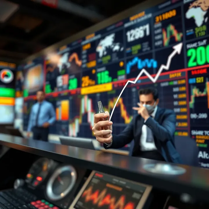 Economic Drivers and Market Sectors Impacting Stock Value Illustration of economic factors and emerging market sectors influencing corporate stock value over time