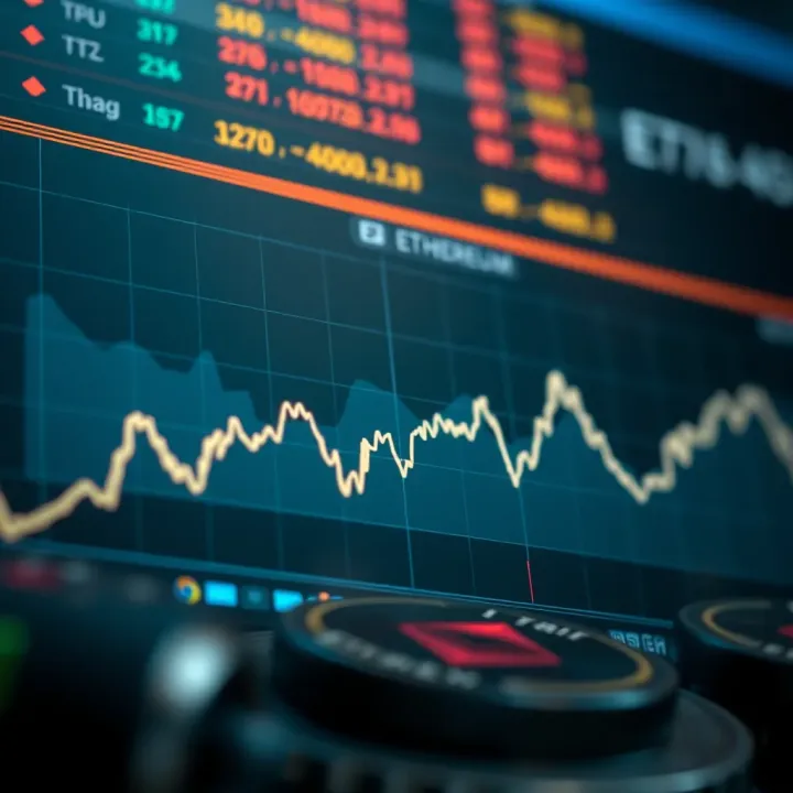 Ethereum Price Trends and Market Movements Graph illustrating upward and downward trends in Ethereum cryptocurrency value over time