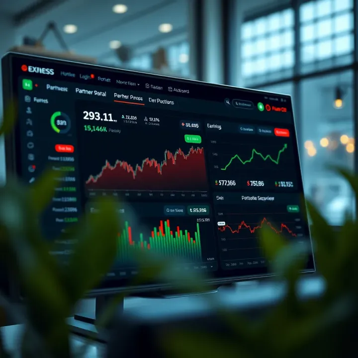 Dashboard displaying partner performance metrics and earnings overview on Exness platform
