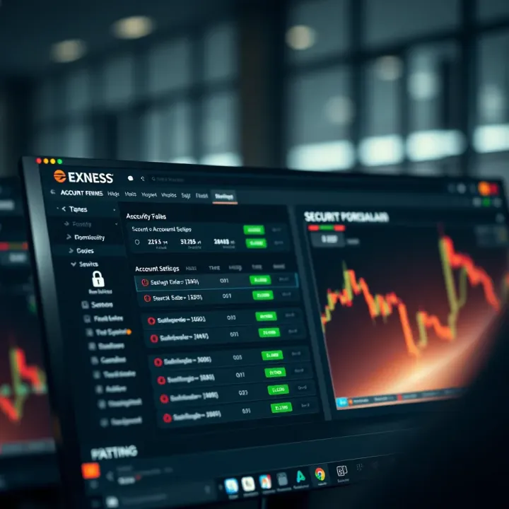 Dashboard displaying account management and security settings on Exness Terminal
