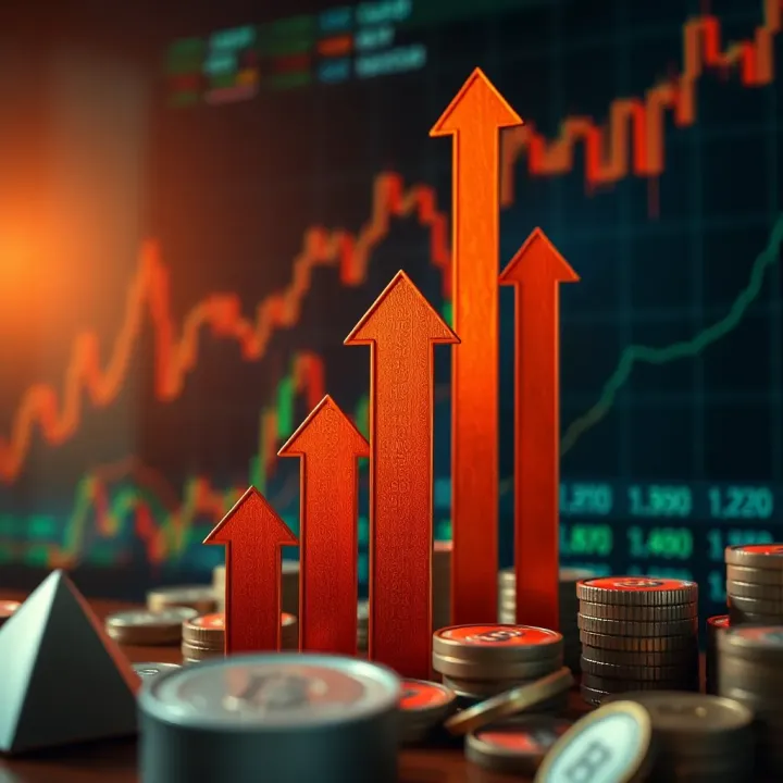 Financial Growth and Effective Forex Trading Strategies Conceptual illustration of financial growth with upward arrows and currency symbols representing successful forex trading strategies