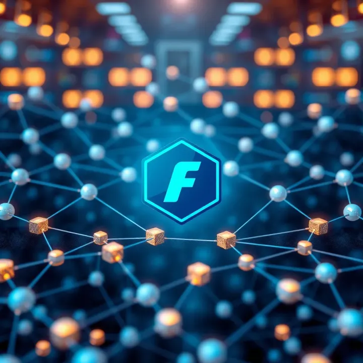 Visualization of blockchain nodes interconnected symbolizing decentralized data storage