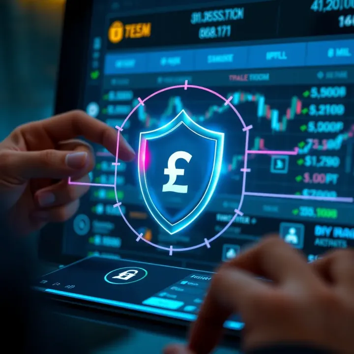 Illustration of secure digital transaction with currency symbols and shield icon