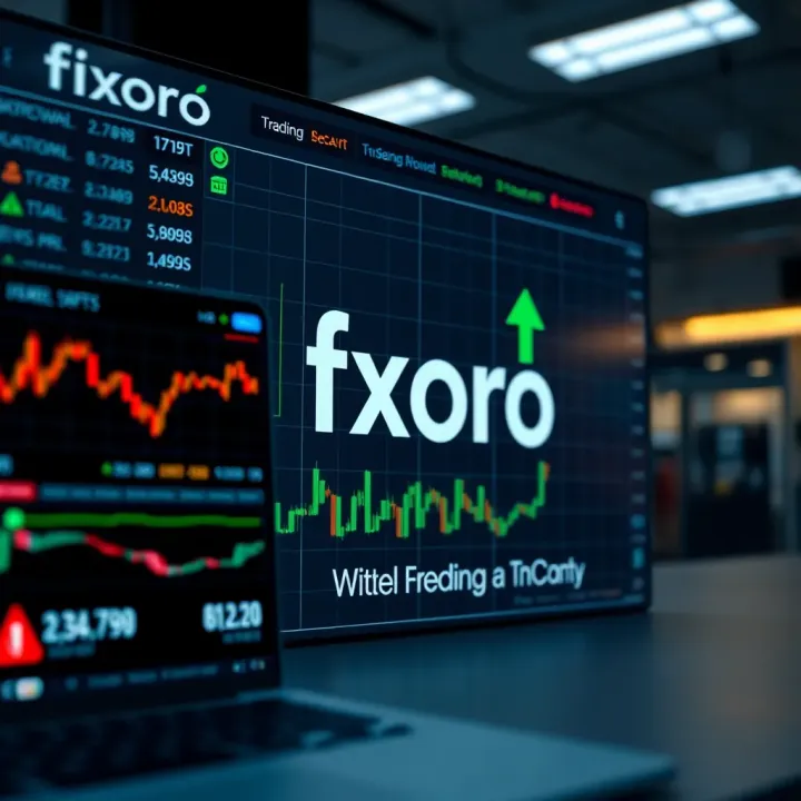Secure and User-Friendly Trading Platform of Fxoro Graphic depicting a secure trading environment with safety features and user-friendly interfaces for desktop and mobile
