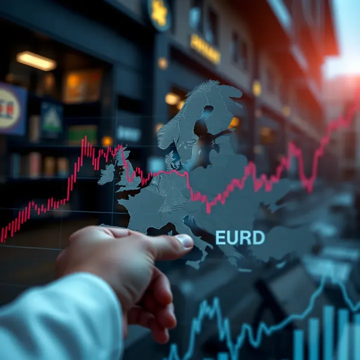 Visual representation of geopolitical factors impacting EUR/USD currency pair with market trend lines