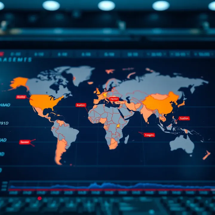 World map highlighting key global market sessions affecting Quotex trading times in India