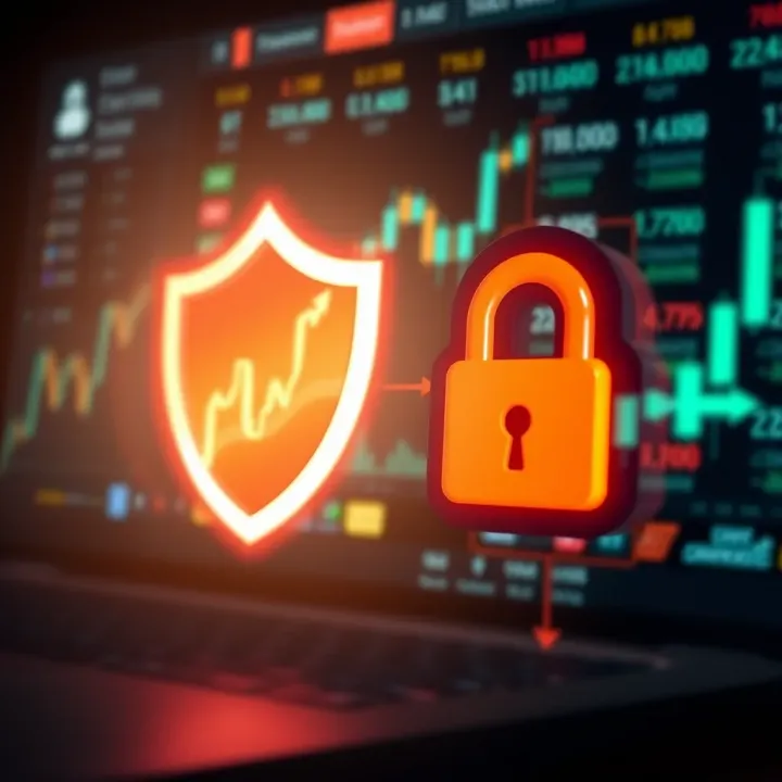 Secure account protection concept with shield and lock icons symbolizing online trading security