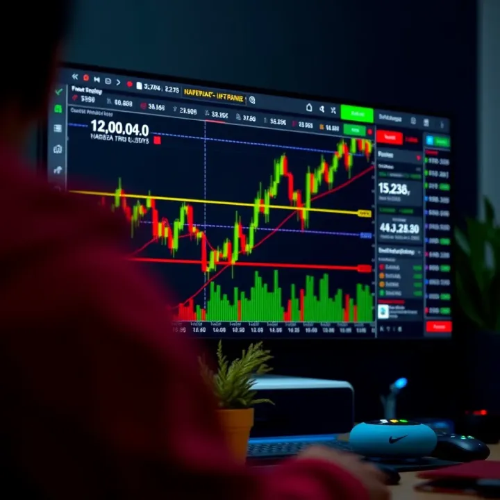 Computer screen displaying forex trading platform interface with charts and indicators