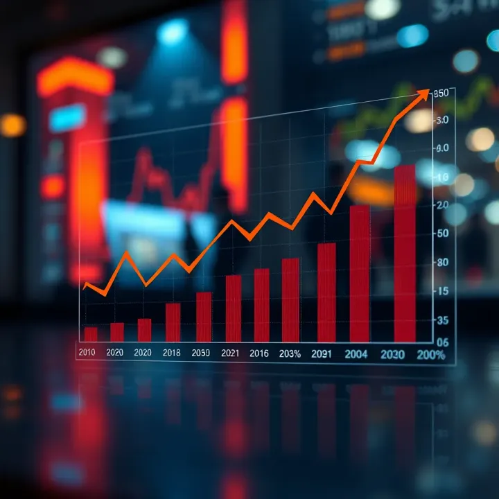 Chart showing projected growth trends for Reliance Industries' stock influenced by market dynamics and strategic initiatives
